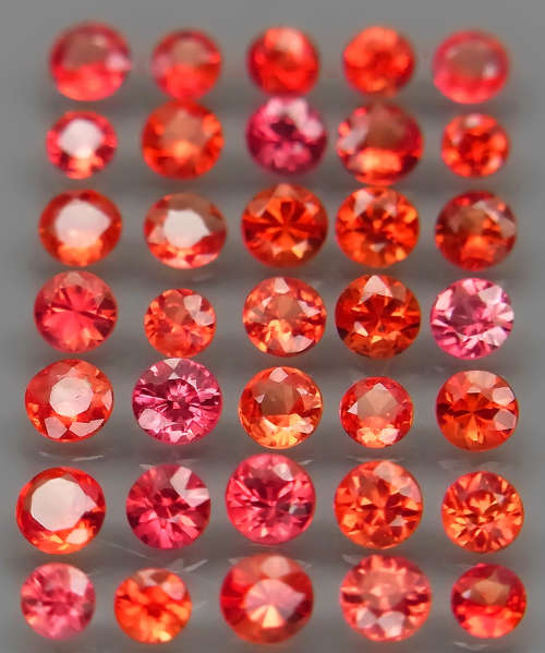 Imperial Red Sapphire 1Pcs/0.10Ct. Round Diamond Cut 2.5 mm