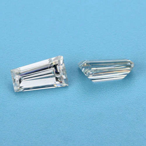 Certified Trapezoid White D Color VVS1 Clarity  Moissanite Excellent Cut **Perfect Pair**