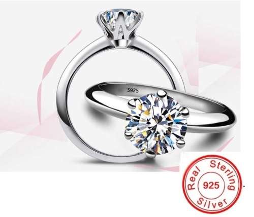 1 Carat Classic Engagement Rings 925 Sterling Silver Six Claws Design