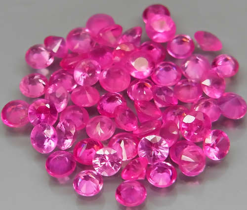 ** HOT ** Top Red Pink  Ruby 2.5mm Round Diamond Cut  Gem