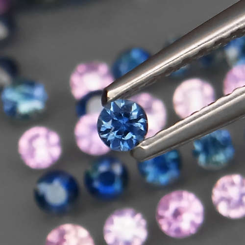 0.050Ct Sapphire Round Diamond Cut 2.1 mm.Pink and Blue Colour