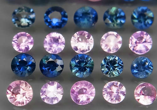 0.050Ct Sapphire Round Diamond Cut 2.1 mm.Pink and Blue Colour