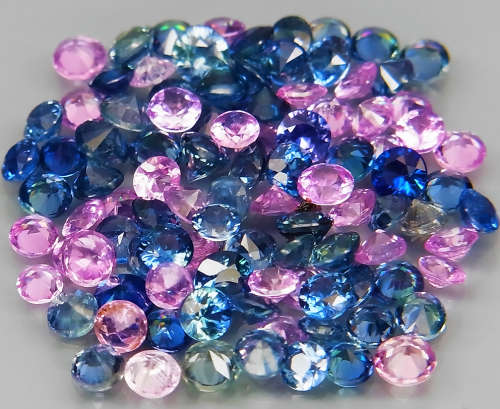 0.050Ct Sapphire Round Diamond Cut 2.1 mm.Pink and Blue Colour