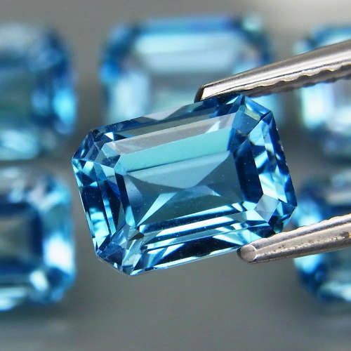 1.81Ct Swiss Blue Topaz Emerald Cut Ravishing Color!