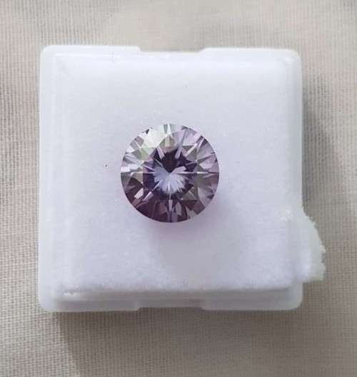 2.97Cts MOISSANITE VIVID PINKINSH STEEL BLUE ROUND CUT VVS1