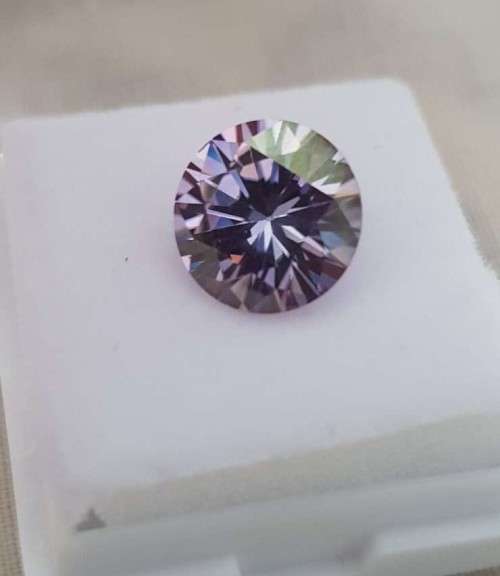 2.97Cts MOISSANITE VIVID PINKINSH STEEL BLUE ROUND CUT VVS1