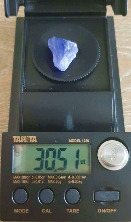 Tanzanite Rough 30.51ct  Purplish Blue 100% Natural