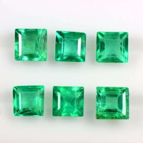 Green Columbian Emerald 1Pcs/0.045Ct. Square 2 mm. Natural
