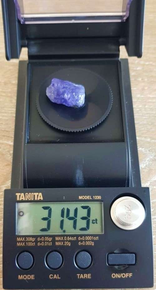 Tanzanite Rough 31.43cts  Purplish Blue 100% Natural
