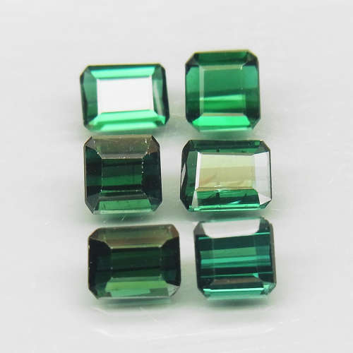 Green Tourmaline Emerald Cut 4.5x4.5-5.5x4mm.Natural Perfect Shape 6Pcs/3.32Ct