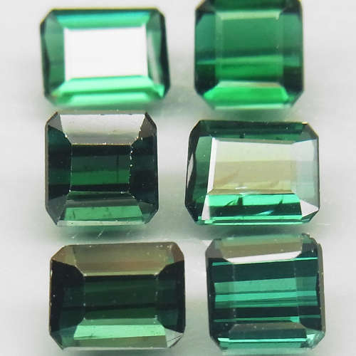 Green Tourmaline Emerald Cut 4.5x4.5-5.5x4mm.Natural Perfect Shape 6Pcs/3.32Ct