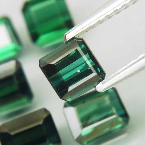 Green Tourmaline Emerald Cut 4.5x4.5-5.5x4mm.Natural Perfect Shape 6Pcs/3.32Ct