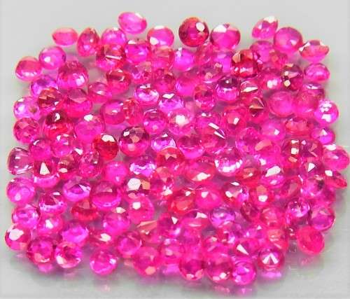 **Top** Pinkish Red Ruby 5Pcs/.09Ct Round Diamond Cut 1.4 mm.(No Glass)