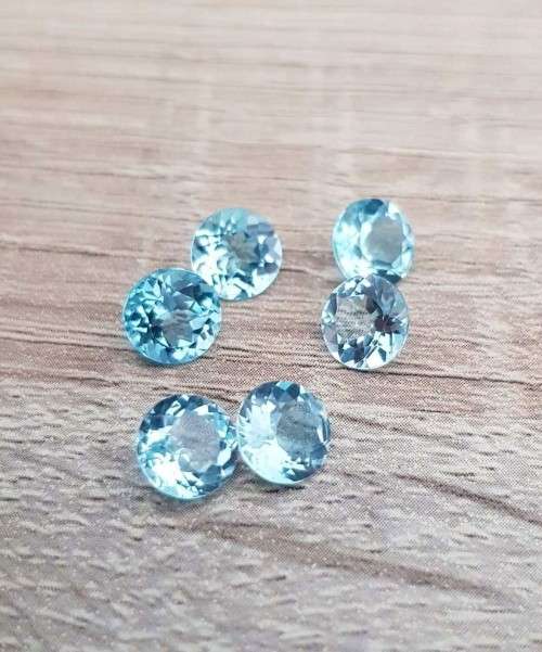 Baby Blue Topaz Round 7mm 1.70cts. Ravishing Color and Full Fire! Brazil