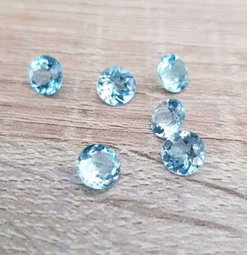Baby Blue Topaz Round 7mm 1.70cts. Ravishing Color and Full Fire! Brazil