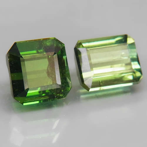 Green Tourmaline 2Pcs/2.25Ct Emerald Cut 6x5-6x5.5mm.Perfect Shape Natural
