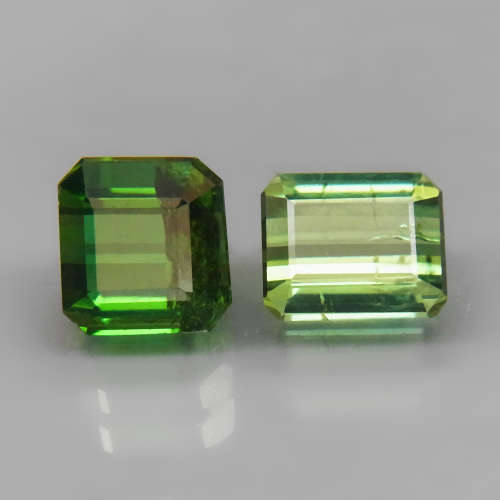 Green Tourmaline 2Pcs/2.25Ct Emerald Cut 6x5-6x5.5mm.Perfect Shape Natural