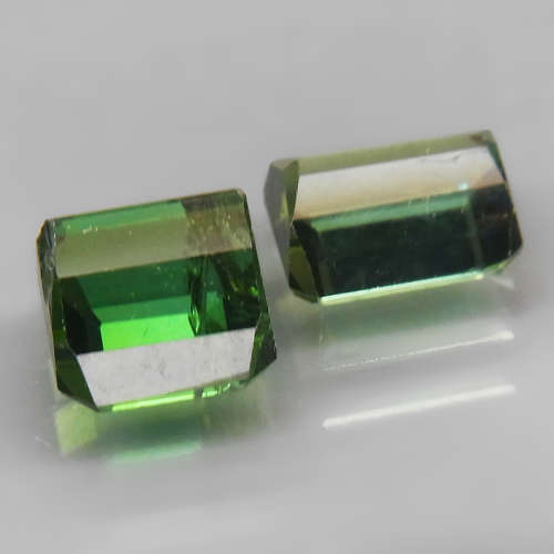Green Tourmaline 2Pcs/2.25Ct Emerald Cut 6x5-6x5.5mm.Perfect Shape Natural