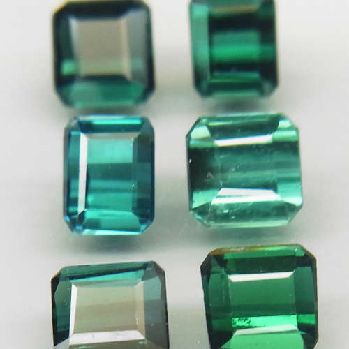 Blue Tourmaline  6Pcs/3.34Ct Emerald Cut 4.5x4-5x3.5mm.Natural
