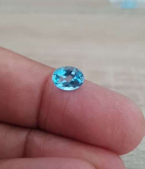 Topaz Swiss Blue 0.97 Ct. Oval Shape 7 x 5 Mm.  Natural Gemstones