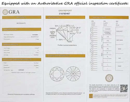 MOISSANITE 1CT  D/VVSI  ROUND **GRA Certified **BRILLIANT CUT
