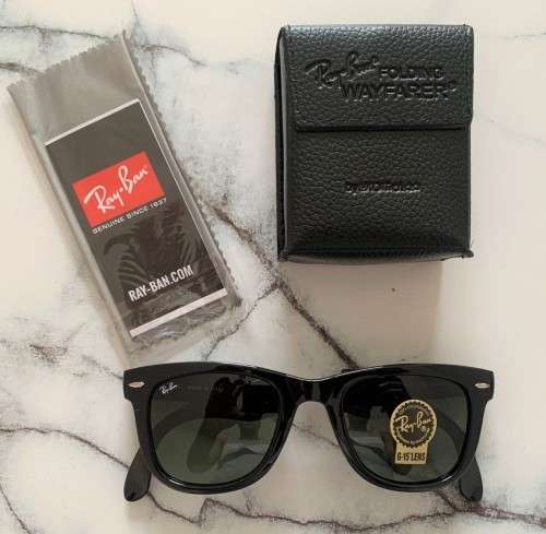 Ray-Ban Original 4105 Folding Wayfarer Black with G15 Green Lens