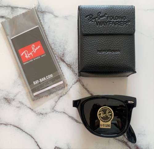 Ray-Ban Original 4105 Folding Wayfarer Black with G15 Green Lens