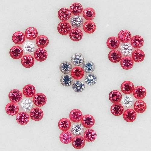 Spinel Fancy Color  49Pcs/1.91Ct Round Diamond Cut 2mm.Beautiful  Mae Sai