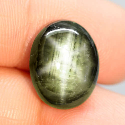 14.89Ct. Sapphire Oval Cabochon Golden Black Sublime Iridescent Natural