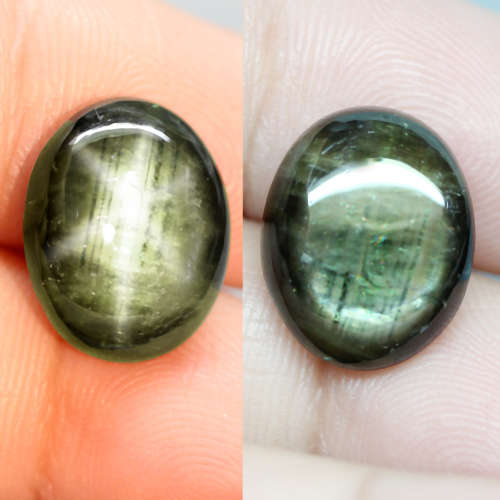 14.89Ct. Sapphire Oval Cabochon Golden Black Sublime Iridescent Natural