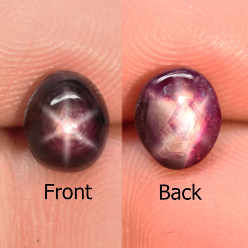 3.33Ct. Star Ruby Natural Oval Cabochon Purplish Red 6 Rays
