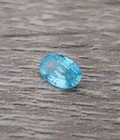 0.97Ct. Zircon Natural Oval Facet Blue Sea Glistening Cambodia