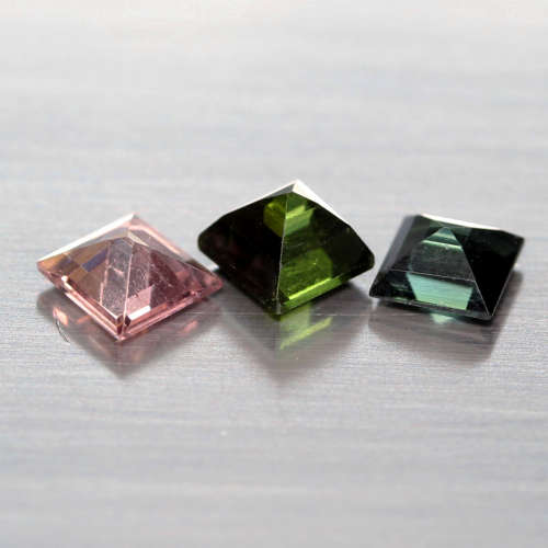 1.96Ct. Tourmaline Natural Square Pink & Green & Blue Good Color Attractive!