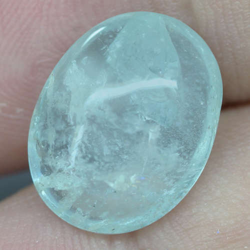 9.82Ct. Aquamarine Natural Oval Cabochon Greenish Blue Good Shinning!