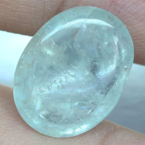 9.82Ct. Aquamarine Natural Oval Cabochon Greenish Blue Good Shinning!