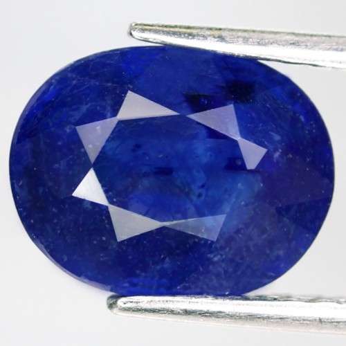 4.19Ct. Sapphire Natural Oval Cornflower Blue Color Good! Sparkling!