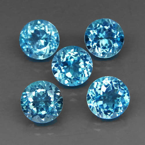 Baby Blue Topaz 3.26cts Round 9mm . Ravishing Color & Full Fire! Brazil