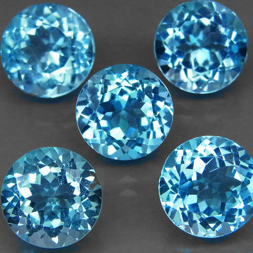 Baby Blue Topaz 3.26cts Round 9mm . Ravishing Color & Full Fire! Brazil