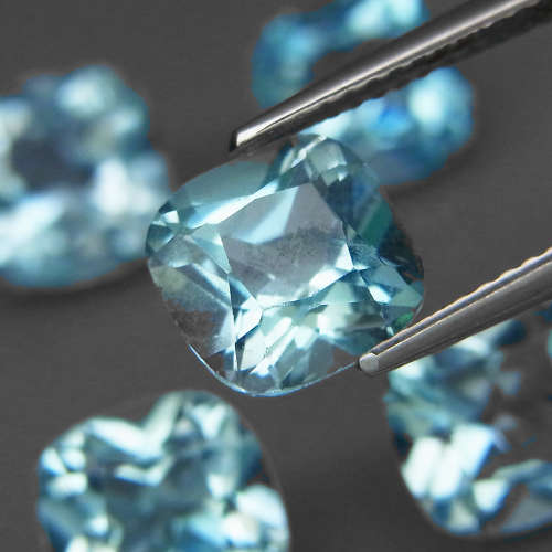 Baby Blue Topaz Brazil 2.50Ct Classic Cushion 8x8 mm. Ravishing Color