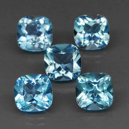 Baby Blue Topaz Brazil 2.50Ct Classic Cushion 8x8 mm. Ravishing Color