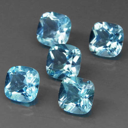 Baby Blue Topaz Brazil 2.50Ct Classic Cushion 8x8 mm. Ravishing Color