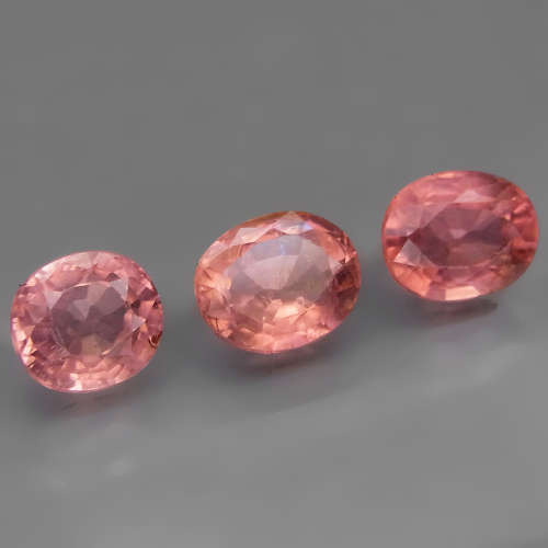 Padparadsha Tourmaline Oval 3Pcs/1.95Ct 5.5x5-6x5mm.Beautiful Color! Natural