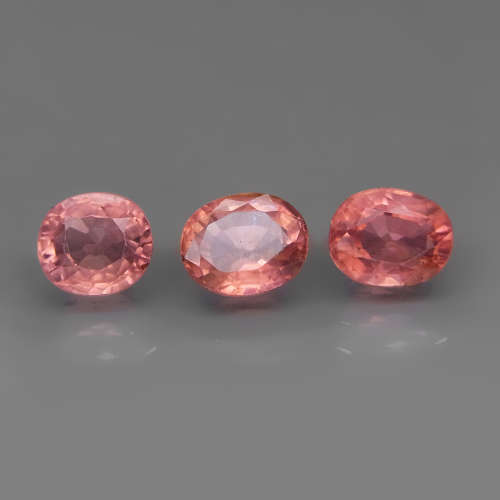 Padparadsha Tourmaline Oval 3Pcs/1.95Ct 5.5x5-6x5mm.Beautiful Color! Natural