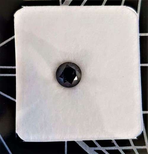 **CERTIFIED** BLACK DIAMOND 1.24 Cts JET BLACK ROUND NATURAL