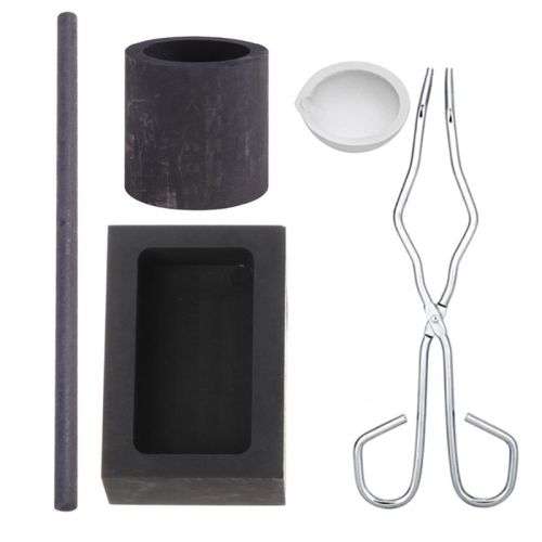5pcs/Set Torch Melting Gold Silver Kit Crucible Tong Rod Borax Graphite Ingo