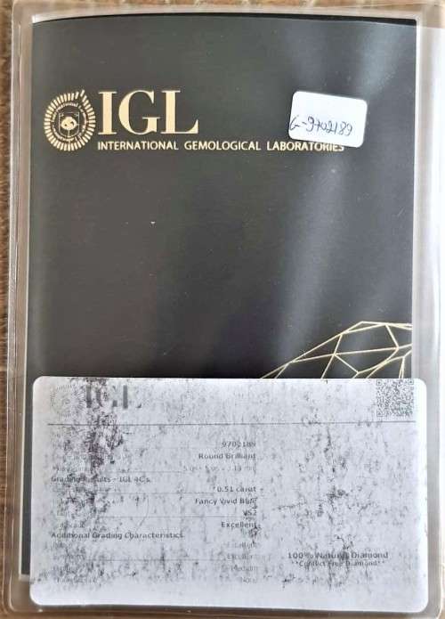 "CERTIFIED" Diamond  0.51Cts  VS2 Round Vivid Blue Loose Natural Diamond