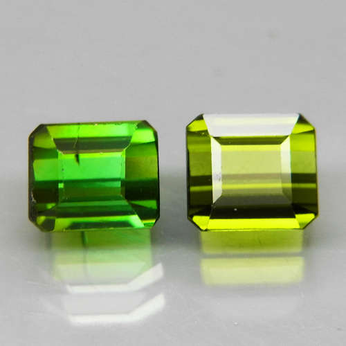 Green Tourmaline  2Pcs/2.34Ct Emerald Cut 5.5x5 mm.Natural Mozambique