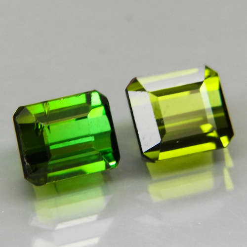 Green Tourmaline  2Pcs/2.34Ct Emerald Cut 5.5x5 mm.Natural Mozambique