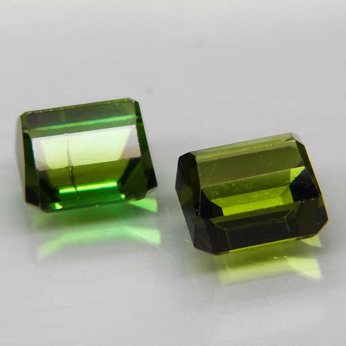 Green Tourmaline  2Pcs/2.34Ct Emerald Cut 5.5x5 mm.Natural Mozambique