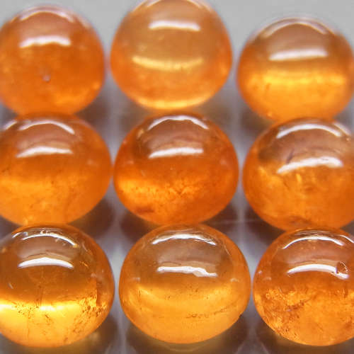 Spessartite Garnet 9Pcs/9.86Ct.Round Cabochon 5 mm.Fanta Orange Namibian